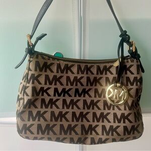Michael Kors Jet Set Signature Jacquard Logo Canvas Shoulder Bag